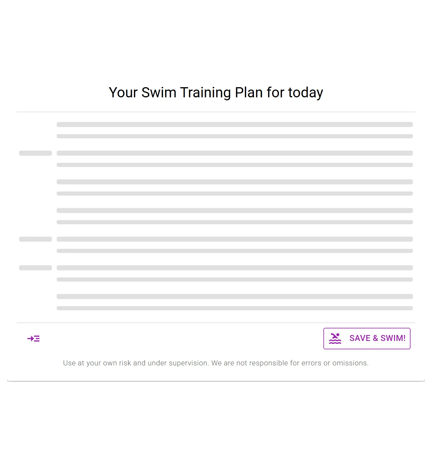 Generating a swimming plan in TraPlaGo